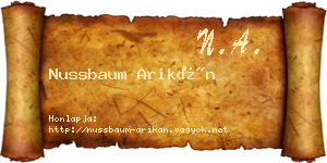 Nussbaum Arikán névjegykártya